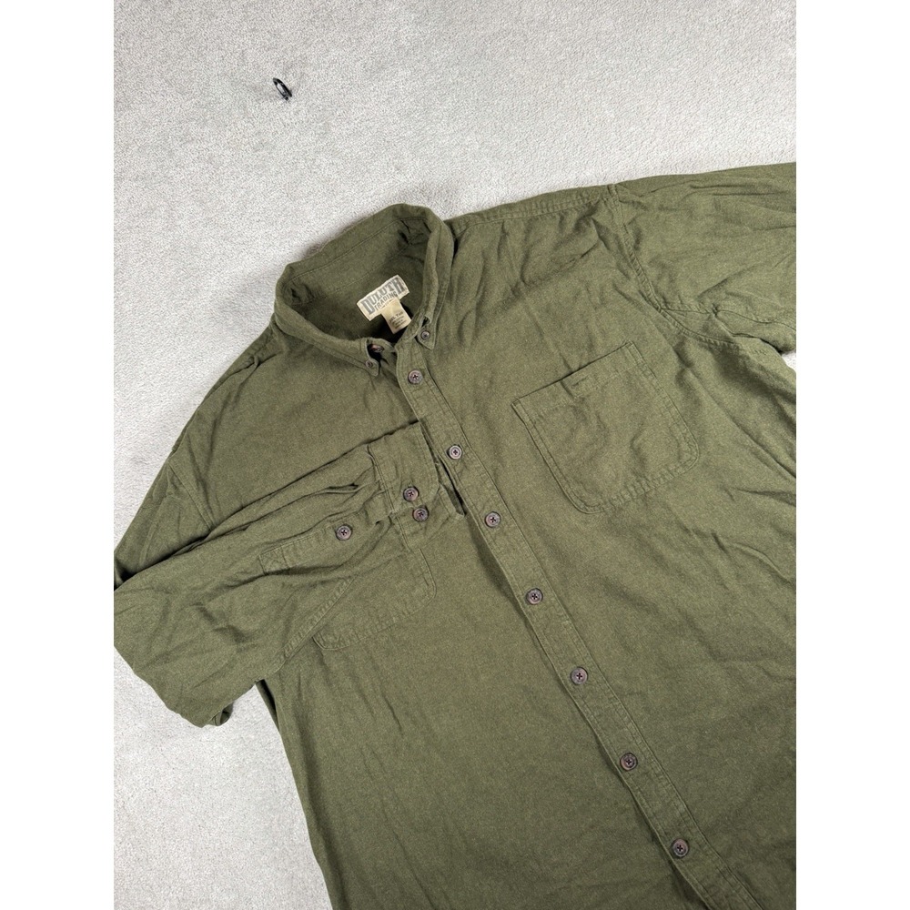 Duluth Trading Mens Free Swinging Flannel 3XL Tall Green Relaxed Fit Long Sleeve